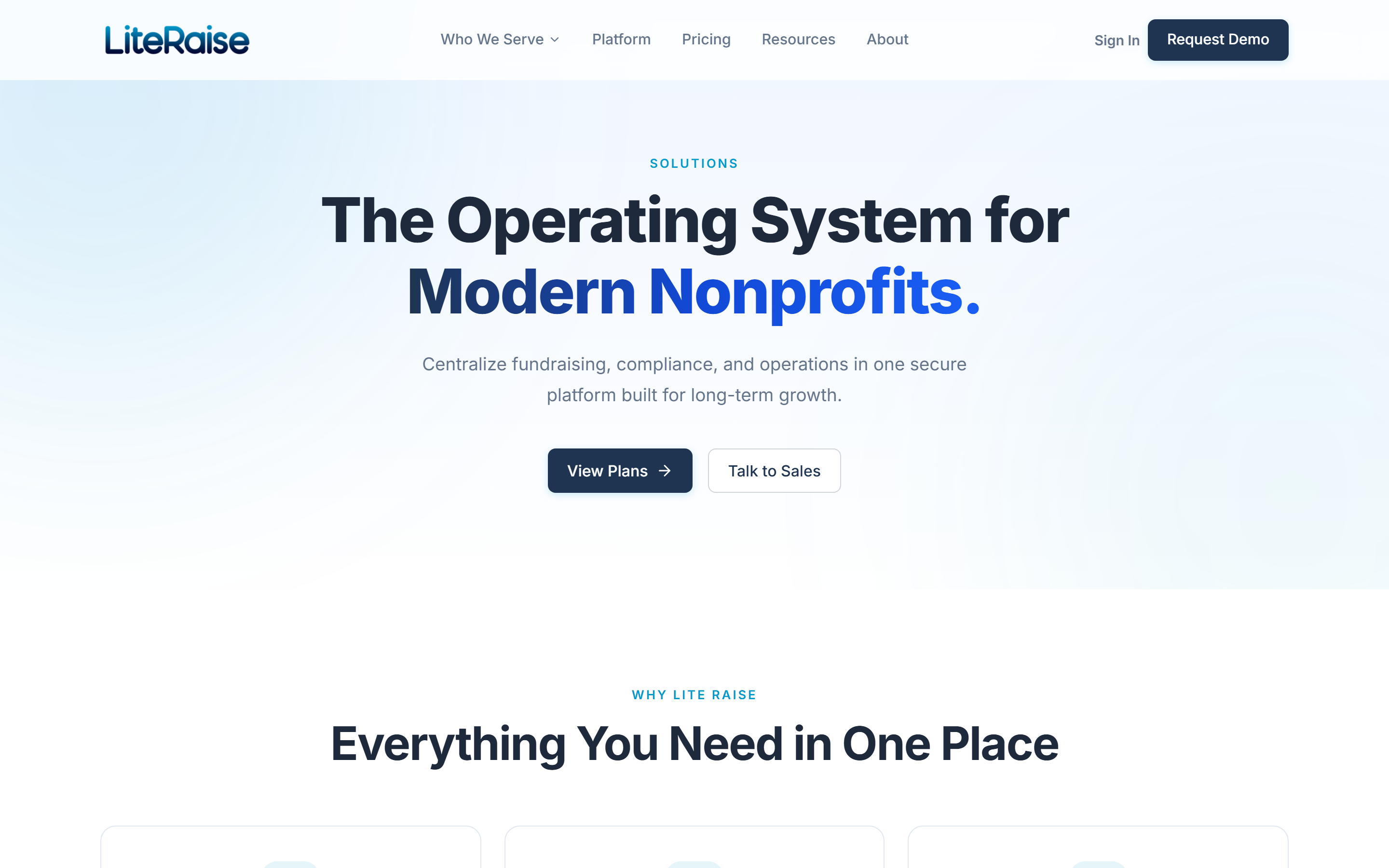 The pricing page on literaise.com — start your trial from any plan card or talk to sales if you're not sure which fits.